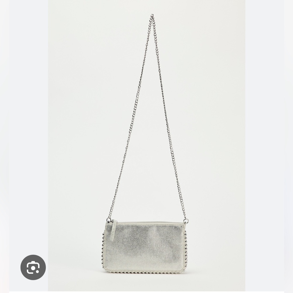Zara NWT silver clutch crossbody 6502/410